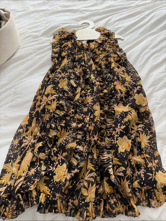 Ulla Johnson Dresses & Skirts - Ulla Johnson Black & Gold Floral Ruffle Dress
